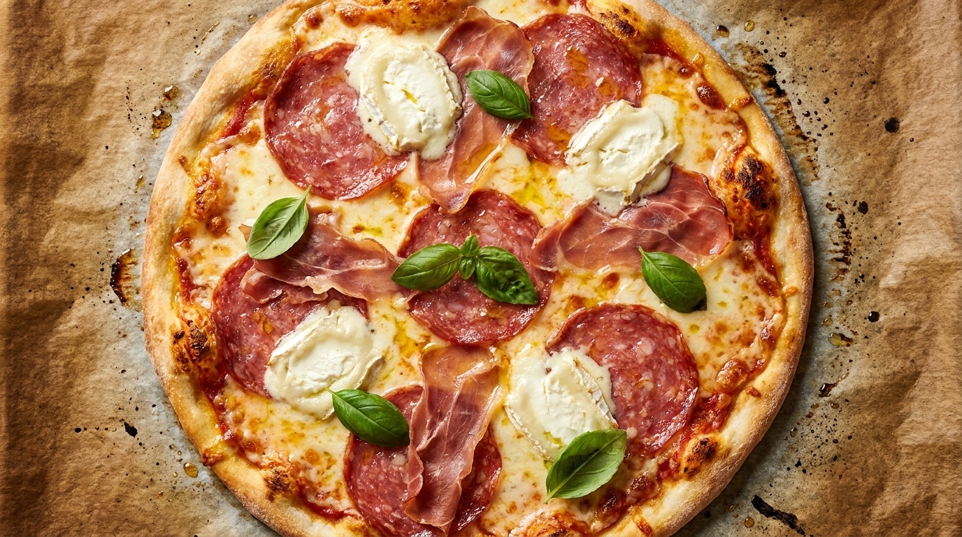Pizza Artigianale con Caprino e Salumi