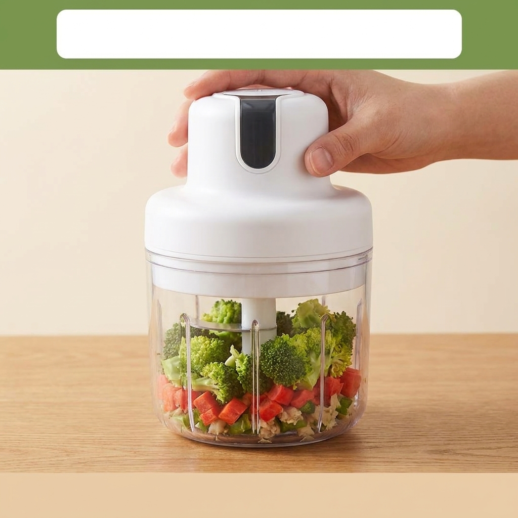 Fecola e albume duovo versati in un robot da cucina contenente verdure tritate e carne.