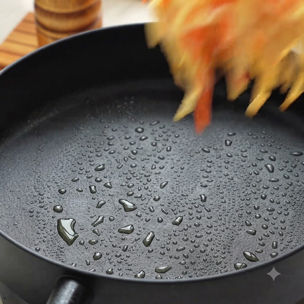 Il composto di patate e carote grattugiate versato allinterno di una padella unta.