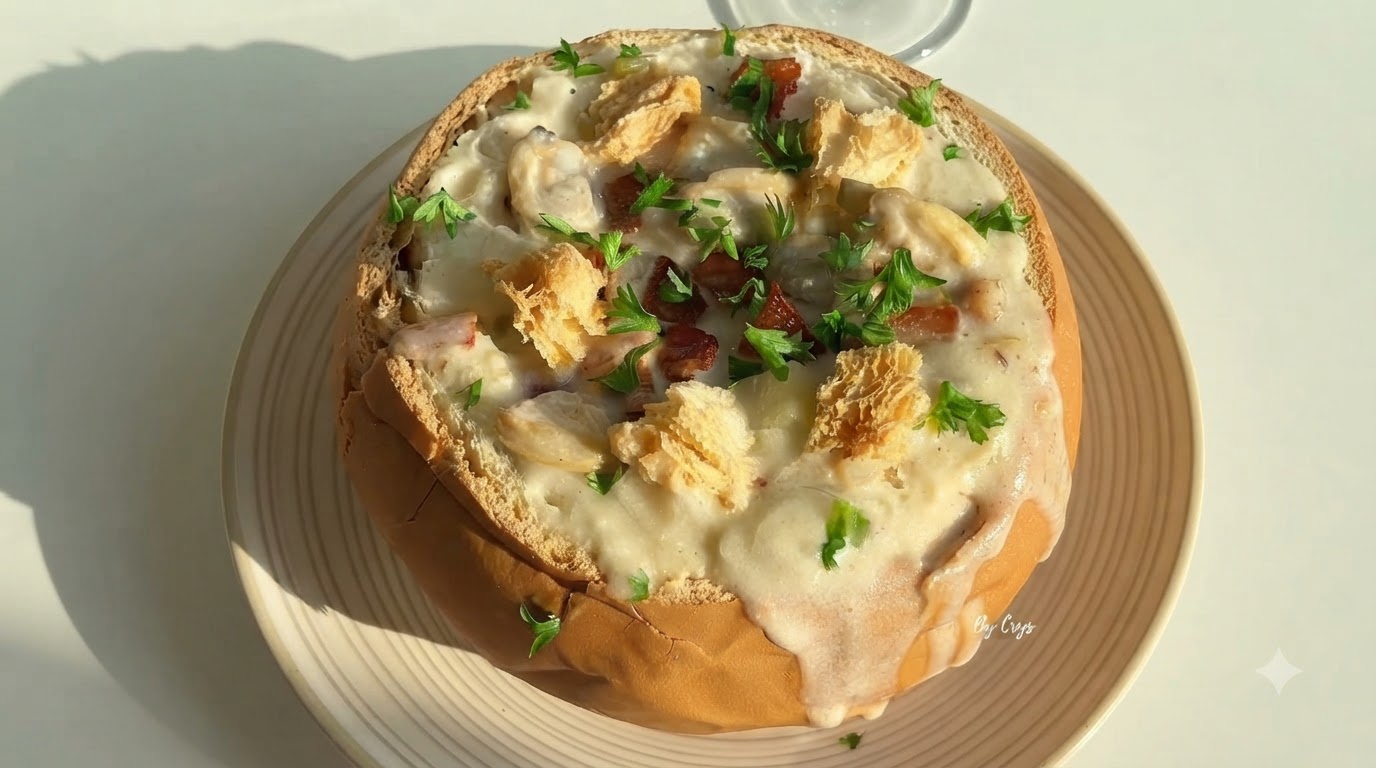 Classica Clam Chowder Americana in Pagnotta