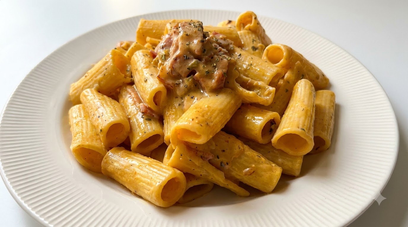 Rigatoni alla Carbonara Cremosa con Tuorli d'Uovo Salato