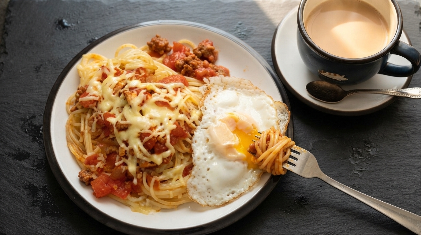 Pasta al Forno con Formaggio in Stile Casalingo e Uovo Fritto