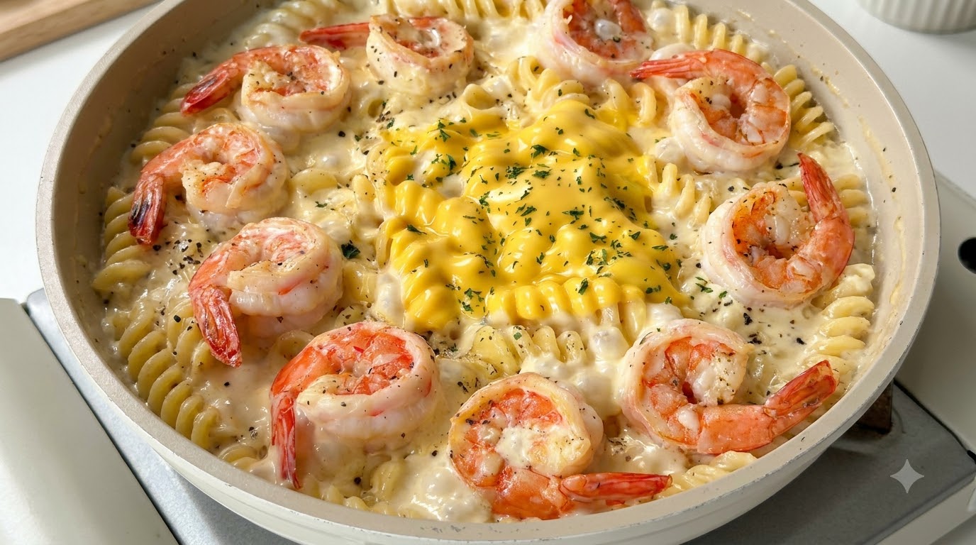 Fusilli Cremosi con Gamberi e Tartufo