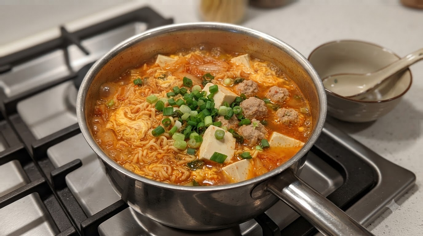 Kimchi Shin Ramyun con Polpette e Tofu