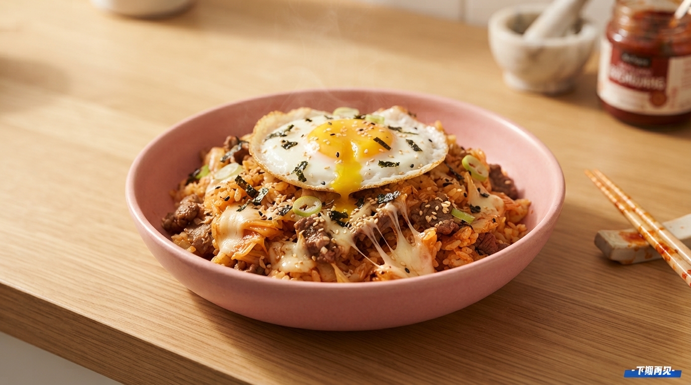 Riso Saltato Coreano con Kimchi, Manzo e Formaggio