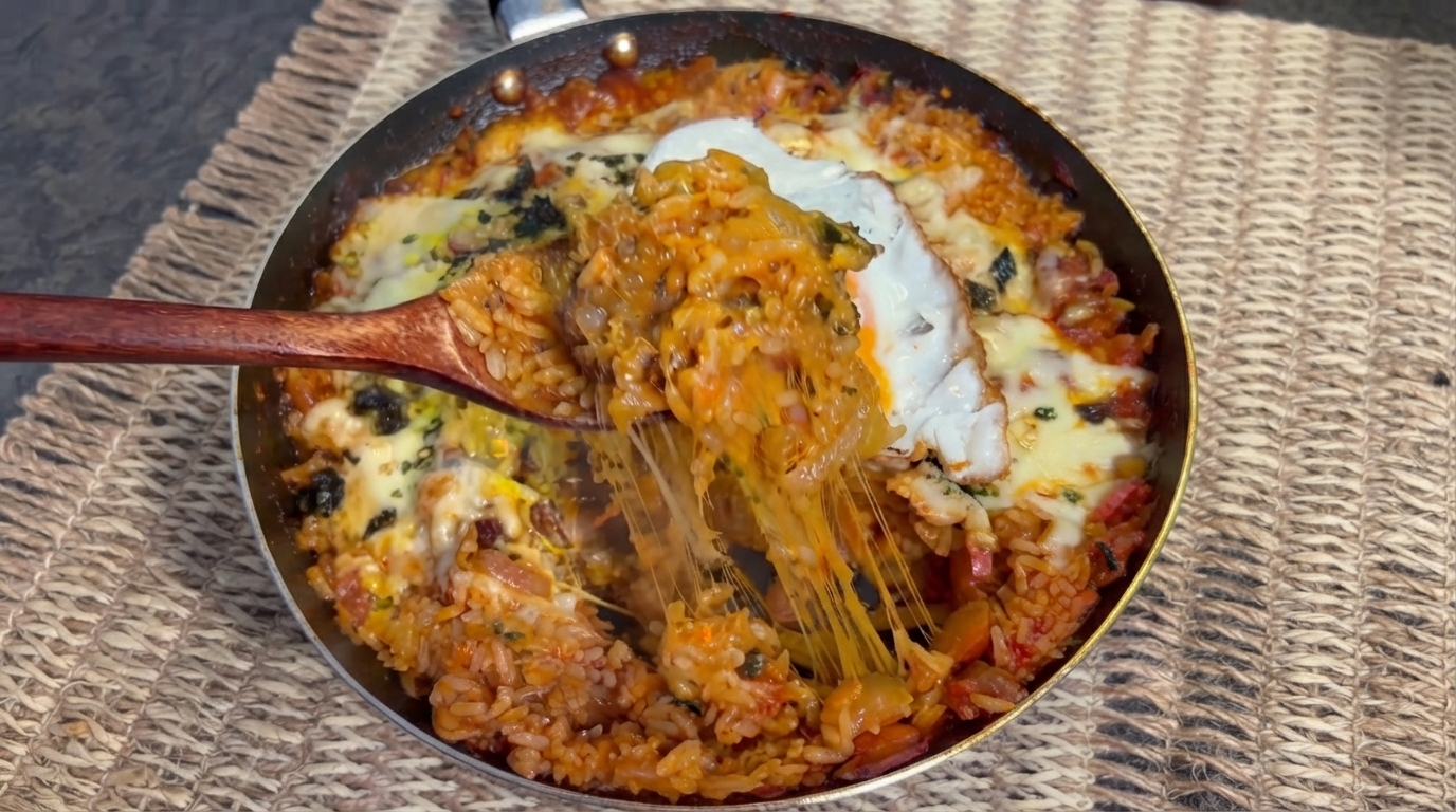 Stufato di Riso con Kimchi, Manzo e Formaggio
