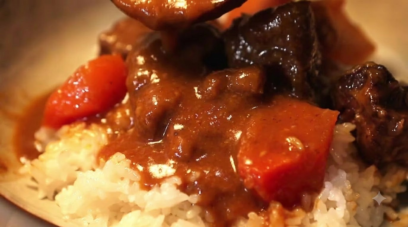Riso con Spezzatino di Manzo al Curry Ricco e Saporito