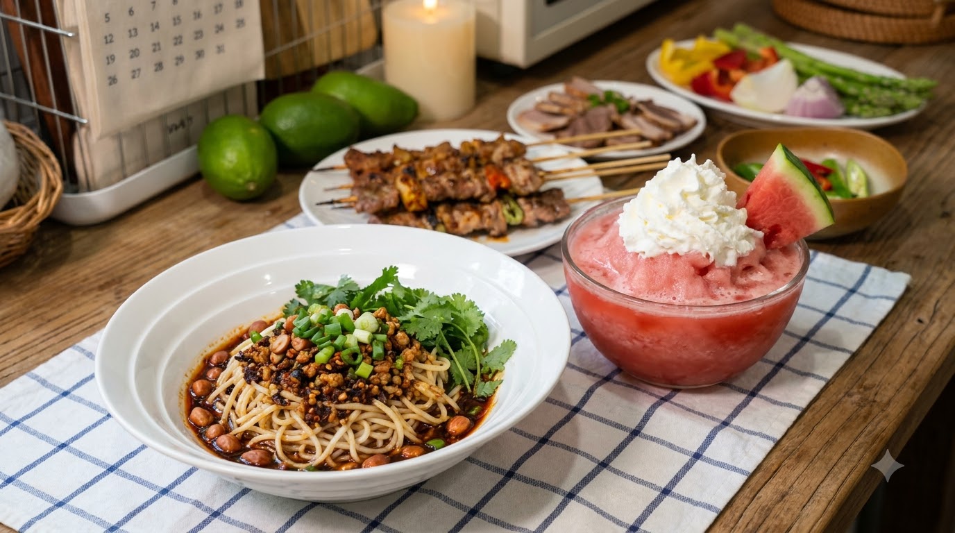 Pancia di Maiale Teppanyaki con Noodles di Maiale Macinato e Granite di Anguria