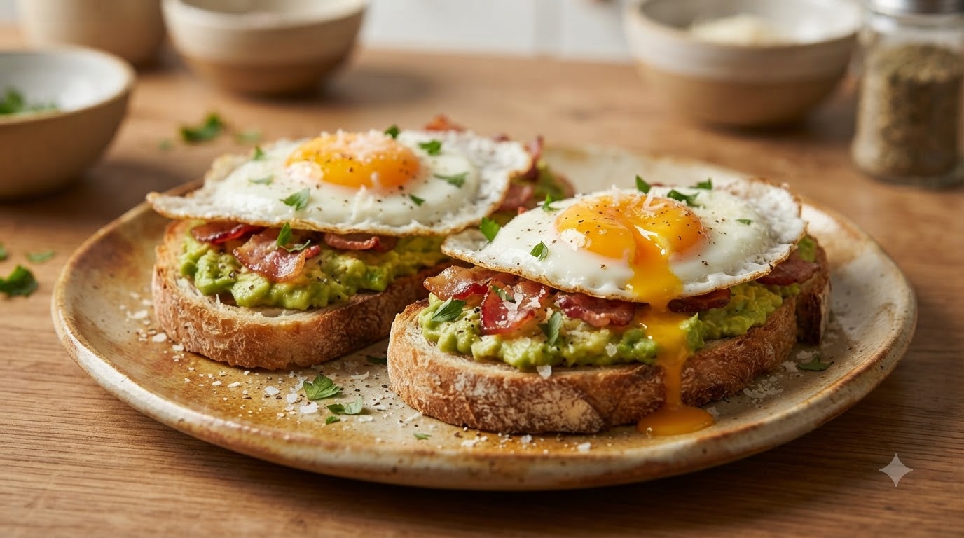 Panino Croccante con Avocado, Pancetta e Uovo Tegamino