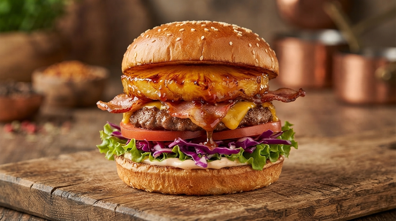 Hamburger Gourmet con Ananas Caramellato