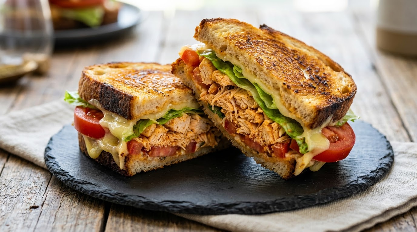 Panino con Pollo Sfilacciato Speziato e Pane a Lievitazione Naturale
