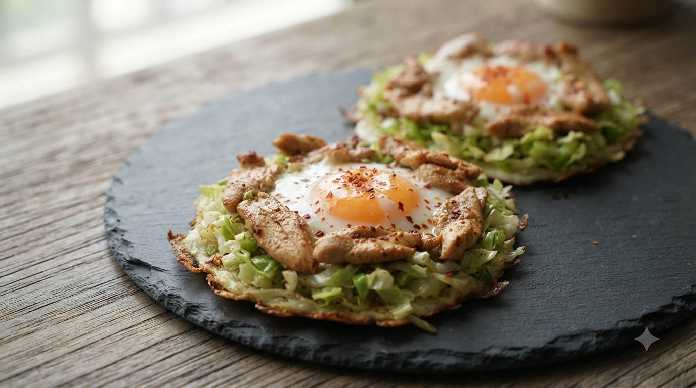 Panino Frittata Low-Carb di Cavolo e Petto di Pollo
