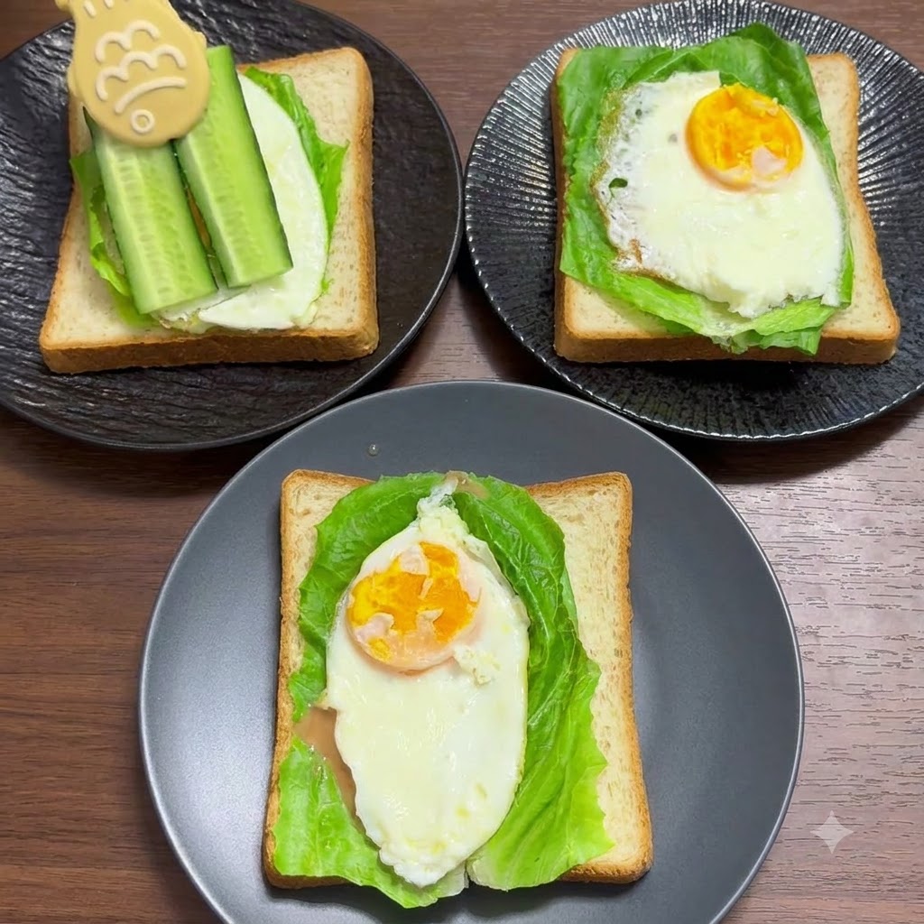 Fette di cetriolo fresco posizionate sopra gli ingredienti del panino usando un utensile da cucina.