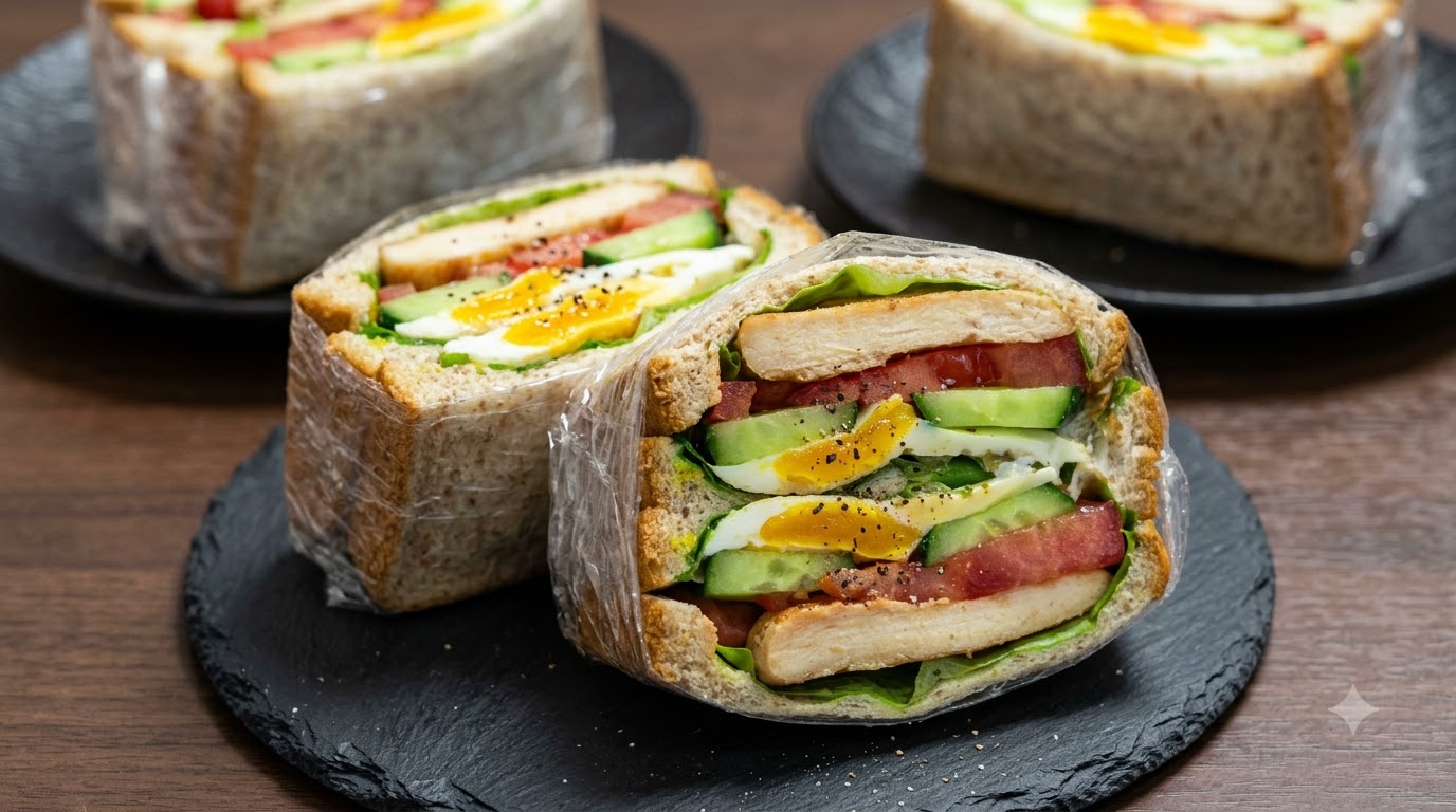 Panino Sano con Pollo, Uova e Pane Integrale