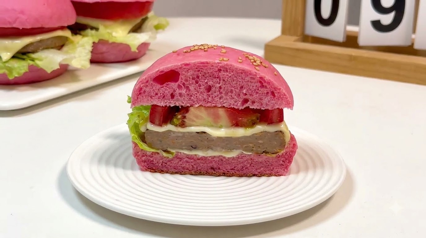Burger Rosa Fatto in Casa con Carne di Manzo