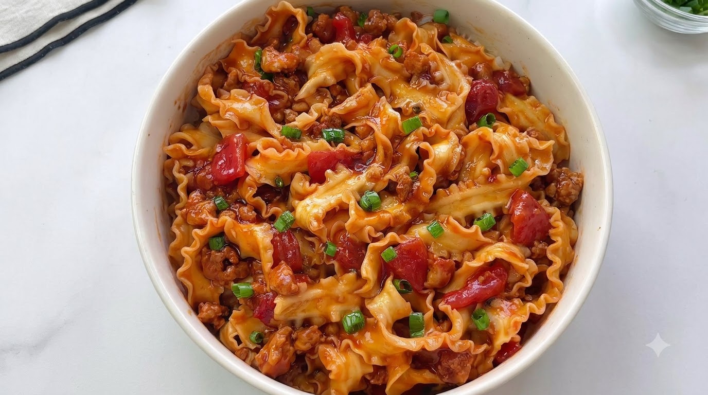 Noodles con Salsa di Carne e Pomodoro