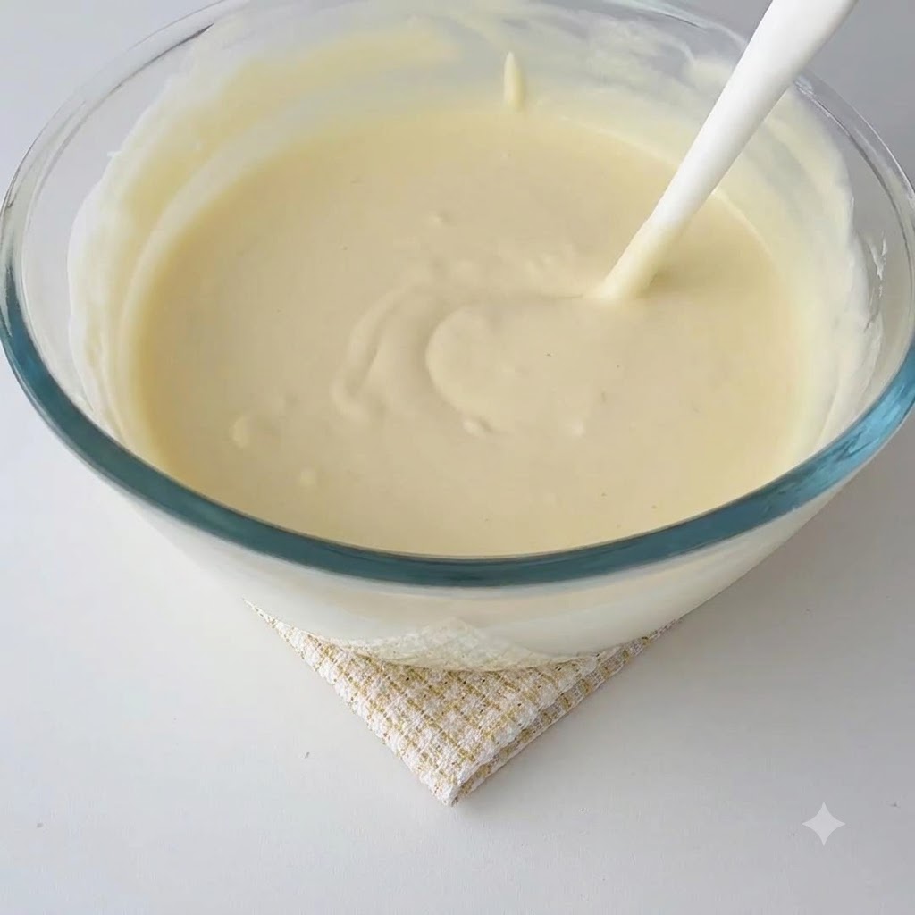 Crema leggera incorporata nella pastella di formaggio.