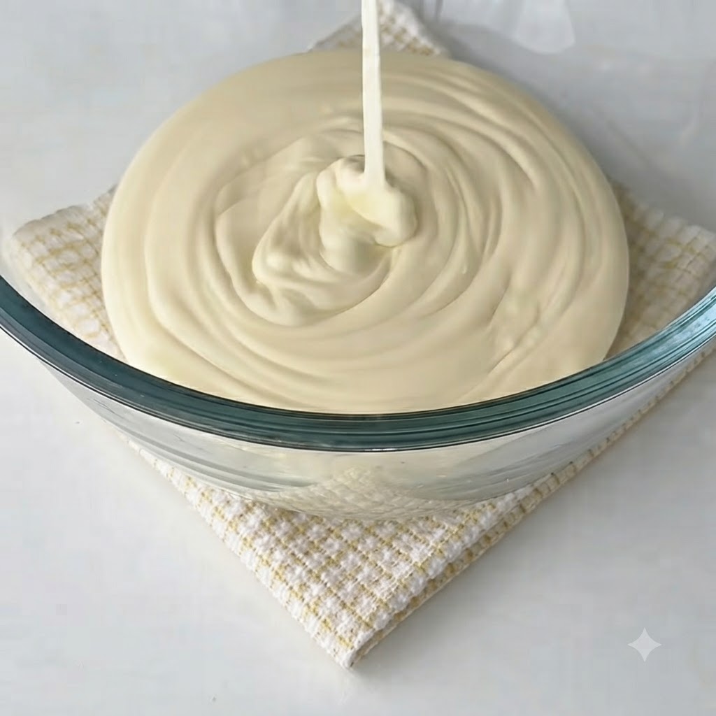 Una frusta che mescola la confettura di fichi in una pastella di formaggio bianca e cremosa dentro una ciotola di vetro, facendo diventare il composto rosa.