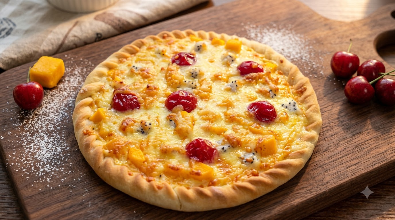 Pizza alla Frutta Fatta in Casa con Mozzarella e Frutta Fresca
