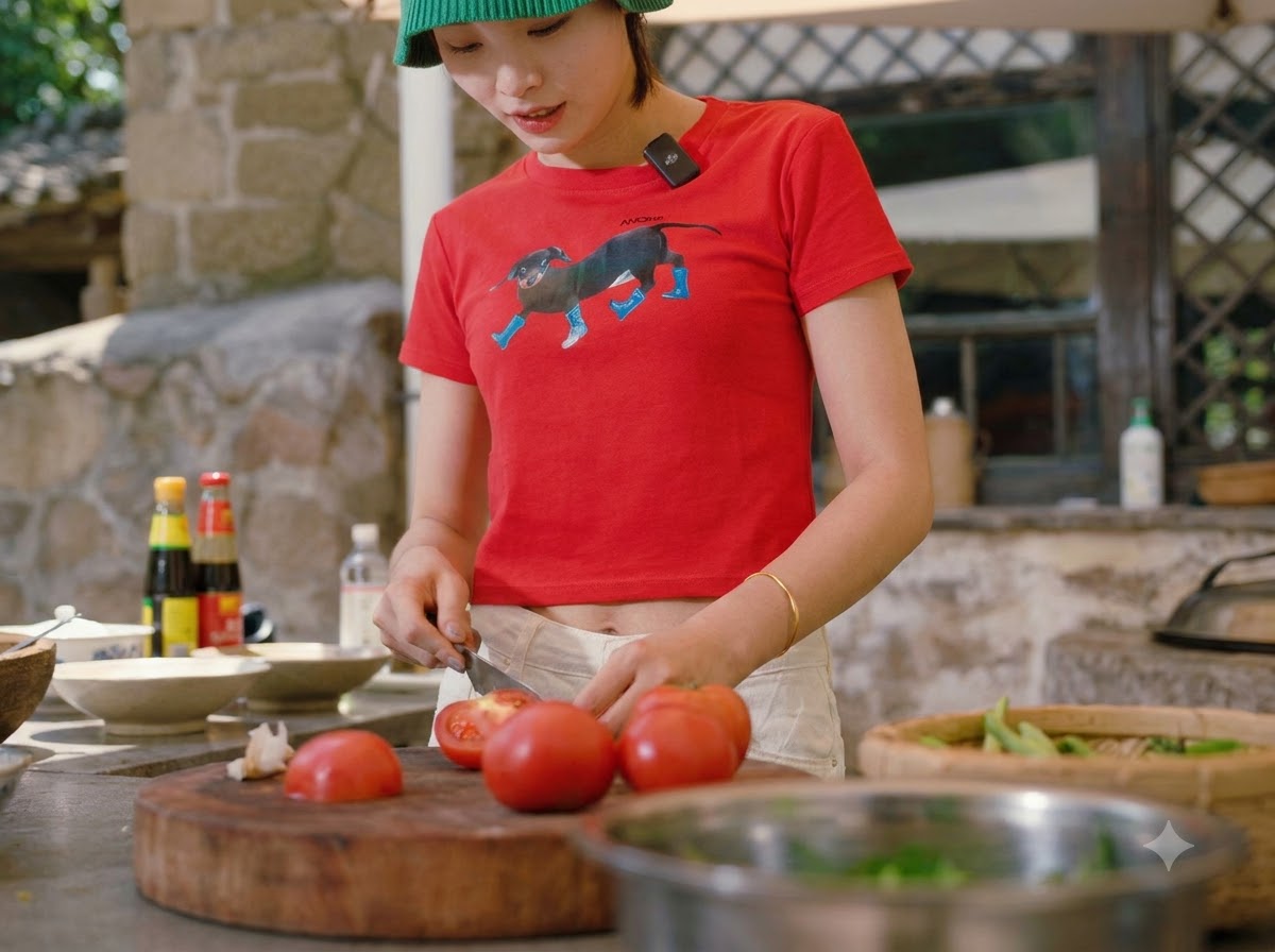 Pomodori rossi freschi tagliati su un tagliere di legno con un coltello.