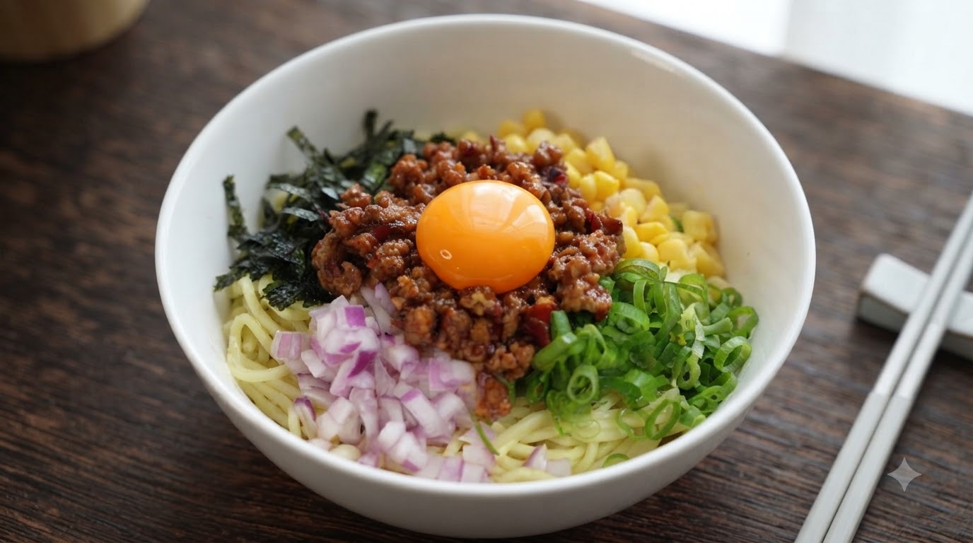 Spaghetti alla Giapponese con Carne Macinata Speziata Stile Mazesoba
