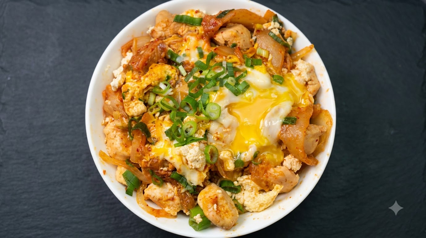 Oyakodon di Pollo e Kimchi Senza Amido