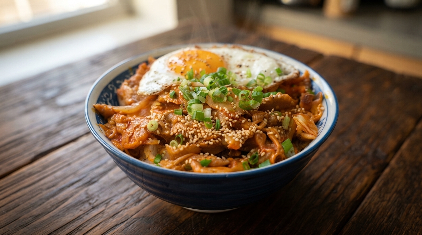 Deliziosa Ciotola di Riso con Maiale e Kimchi (Kimchi Dubap)