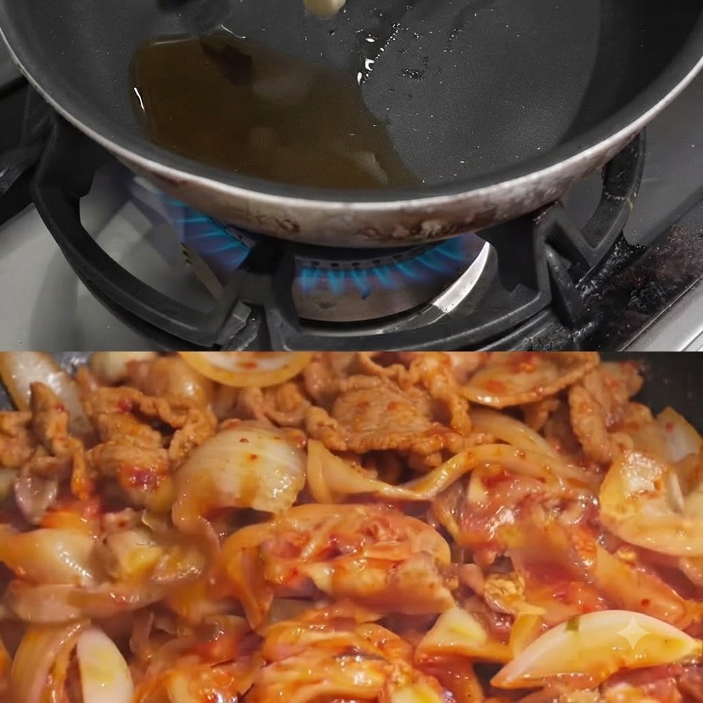 Fette di aglio che friggono nellolio caldo allinterno di una padella.