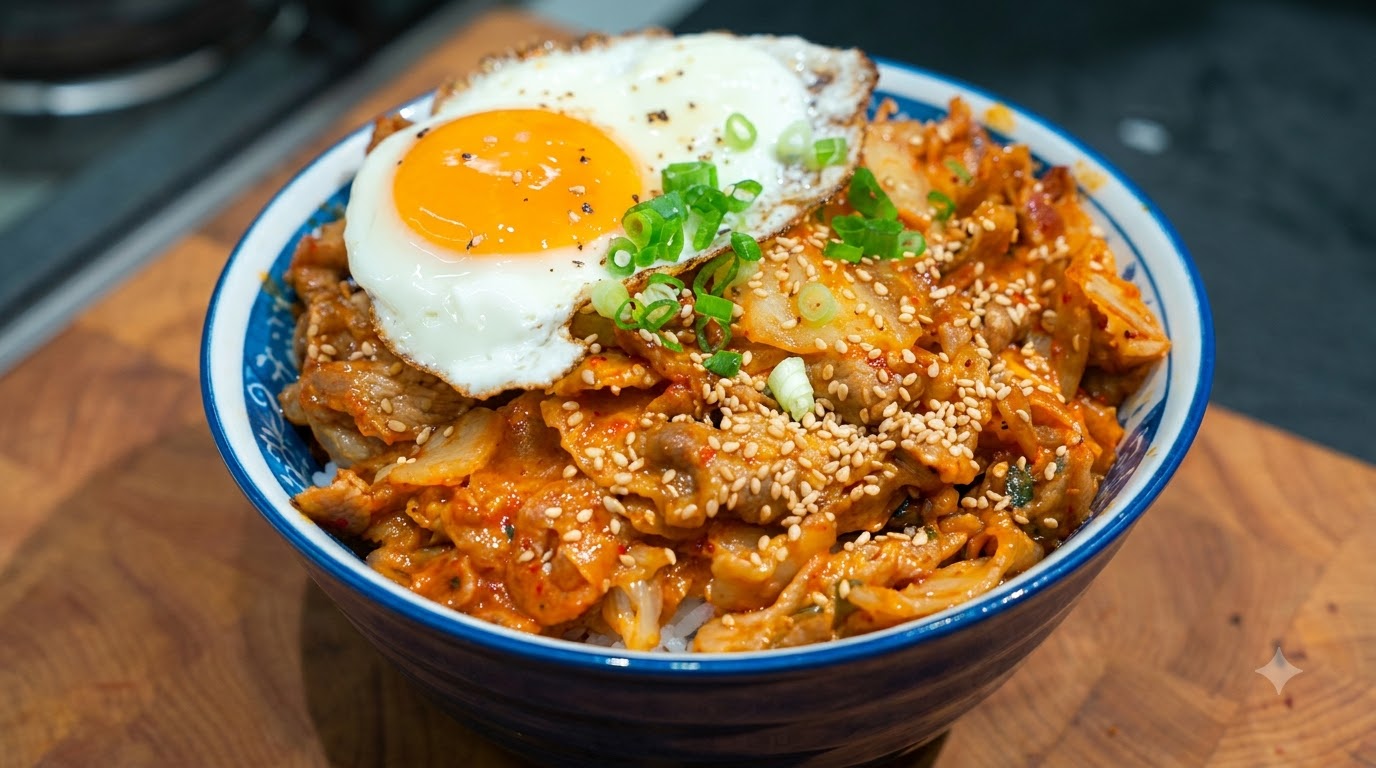 Ciotola di Riso Piccante con Maiale e Kimchi (Buidap)