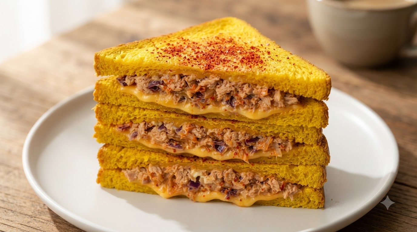 Toast Croccante al Tonno e Kimchi su Pane alla Zucca