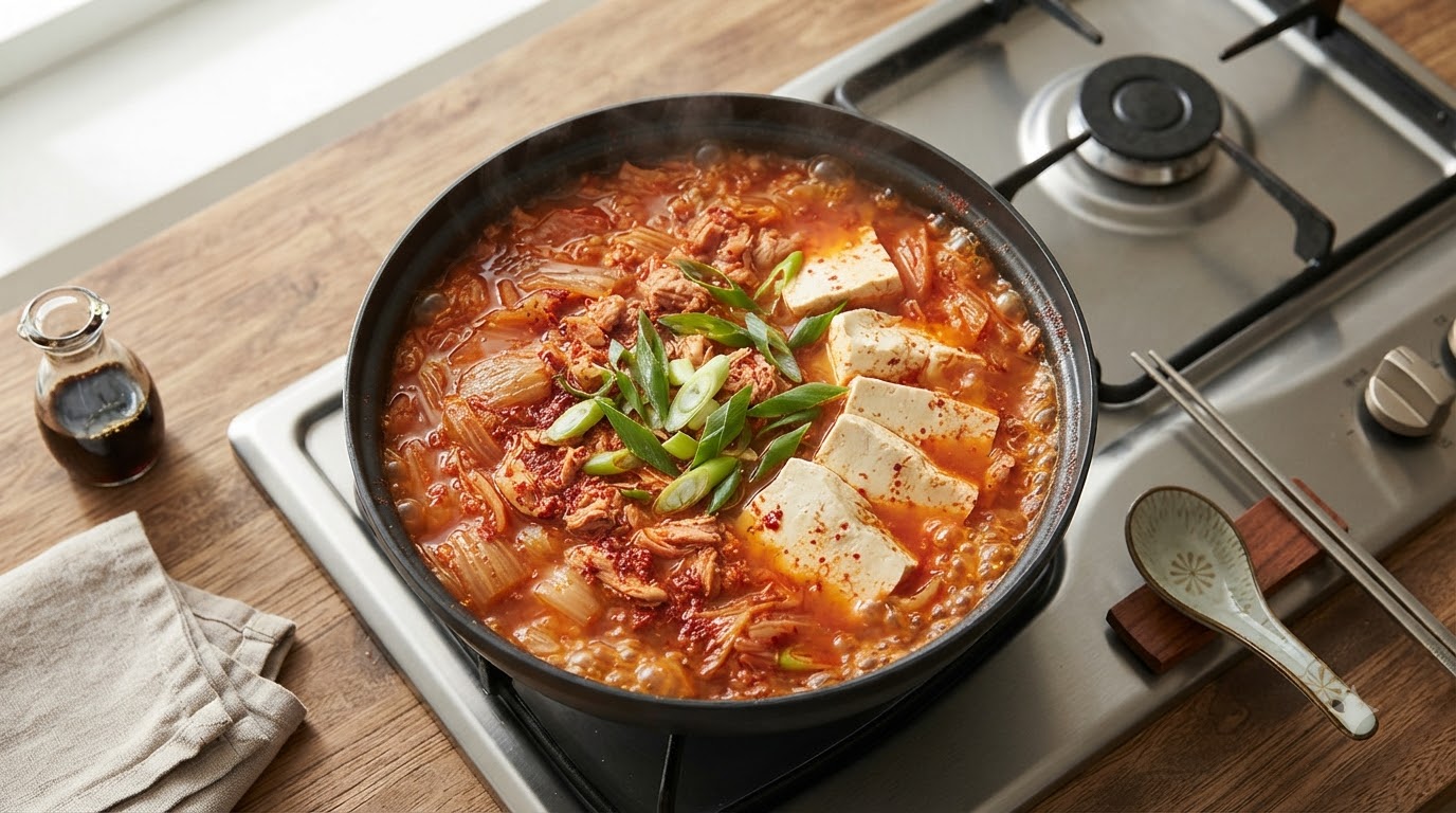 Stufato piccante coreano di kimchi e tonno (Chamchi Kimchi Jjigae)