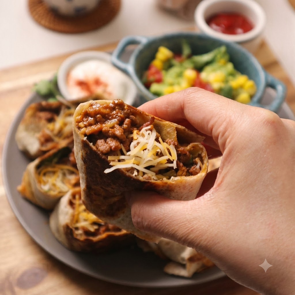 Panna acida spalmata uniformemente su una piadina wrap integrale rotonda.