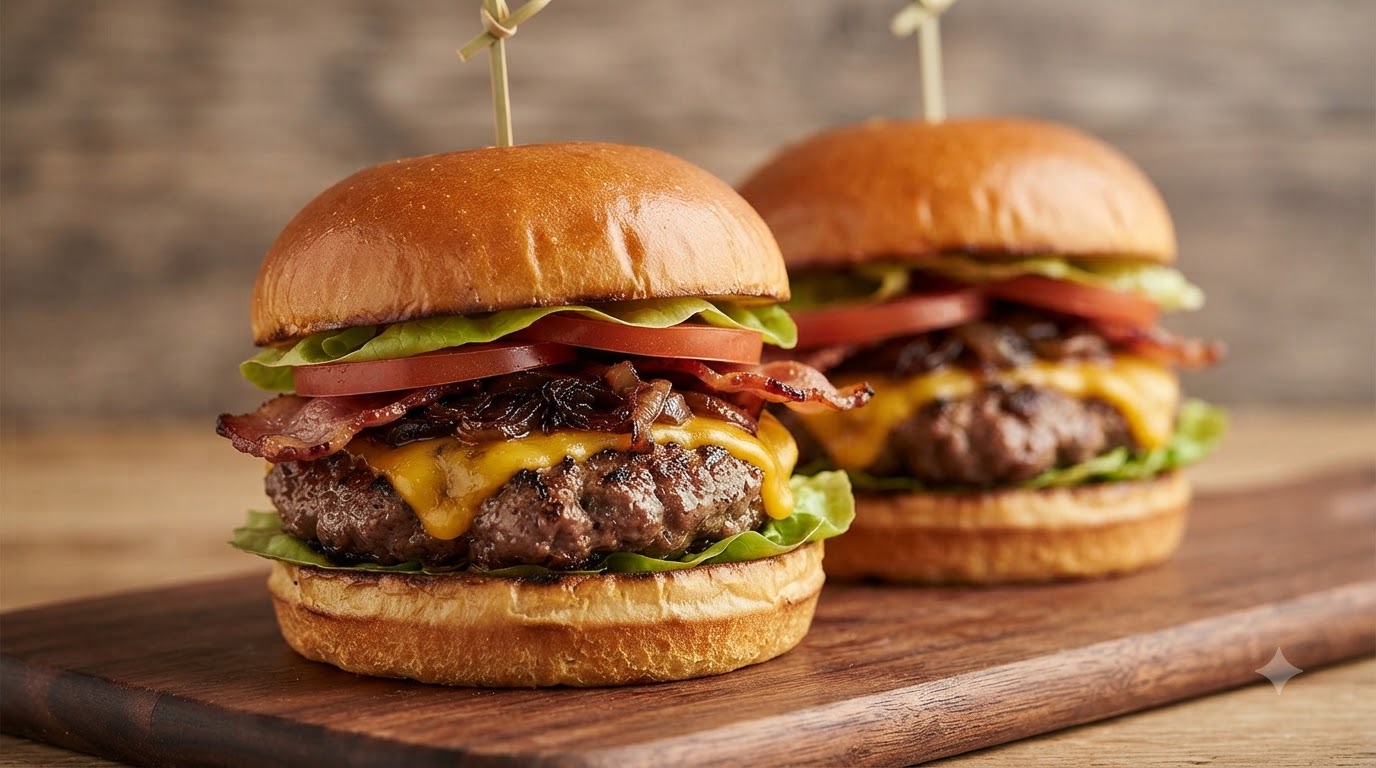 Classico Hamburger di Manzo e Formaggio Fatto in Casa