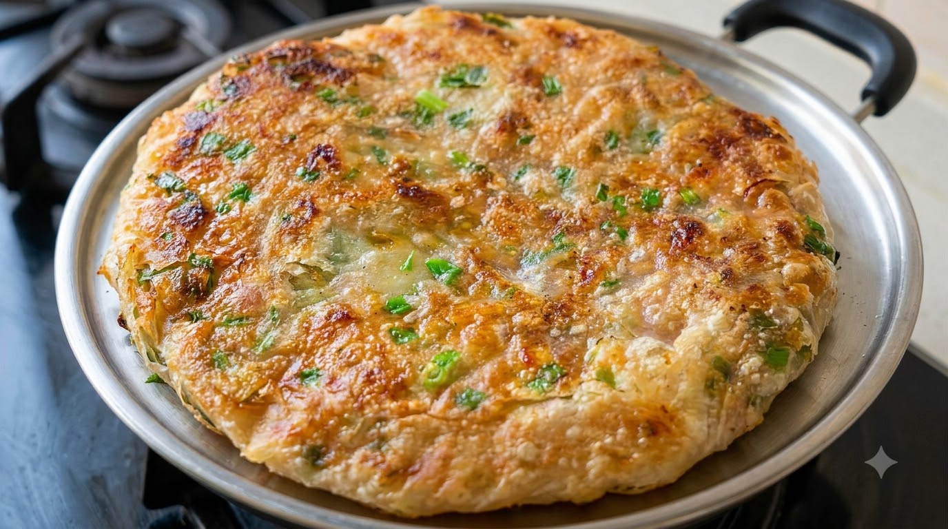Pane Piatto Croccante con Carne e Cipollotti
