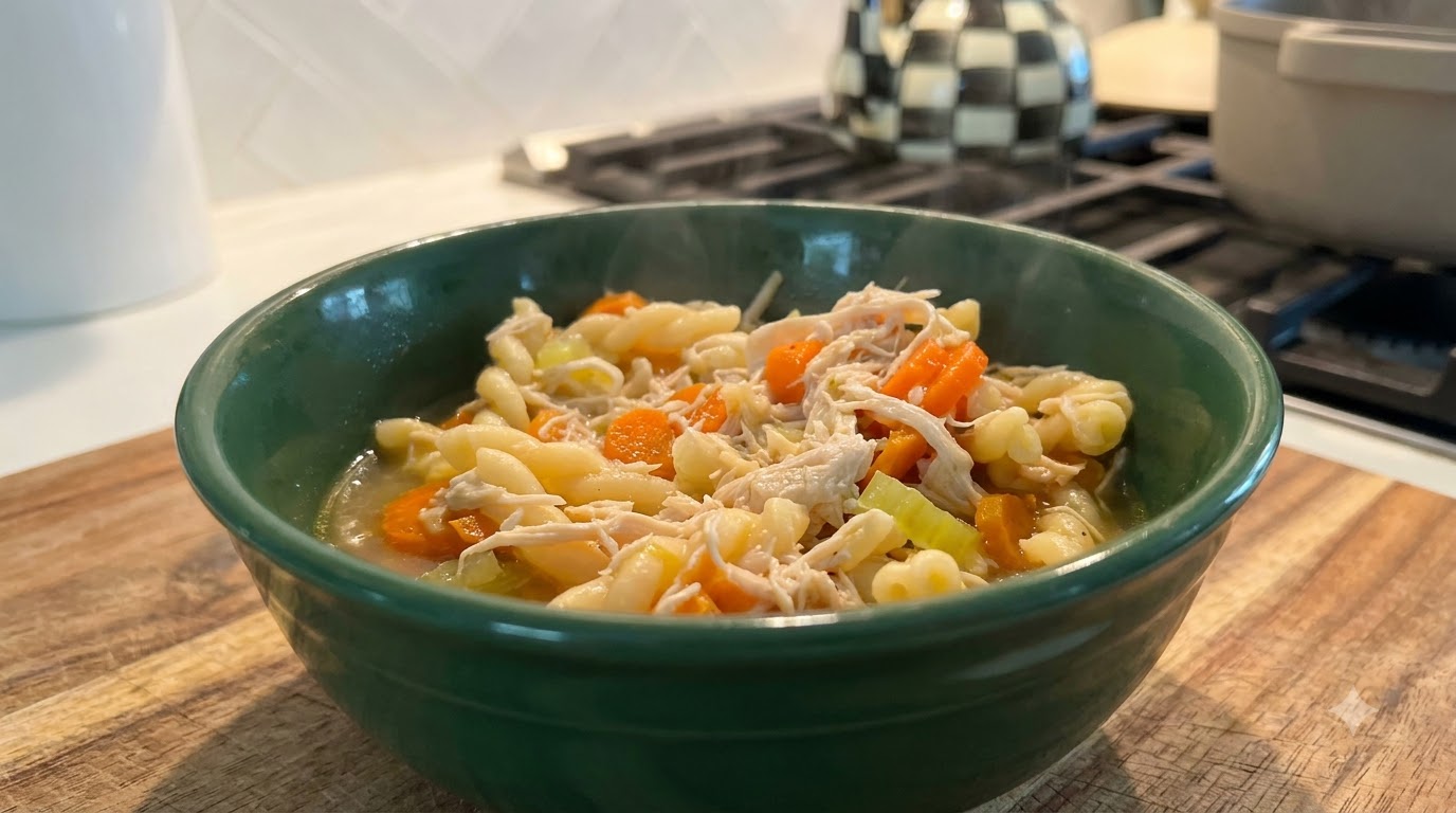 Zuppa di Pollo e Pasta Saporita per Quando Non Stati Bene