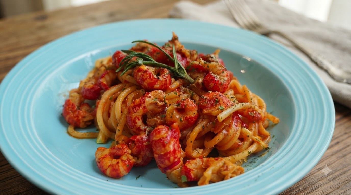 Pasta con Code di Gamberi al Burro e Aglio