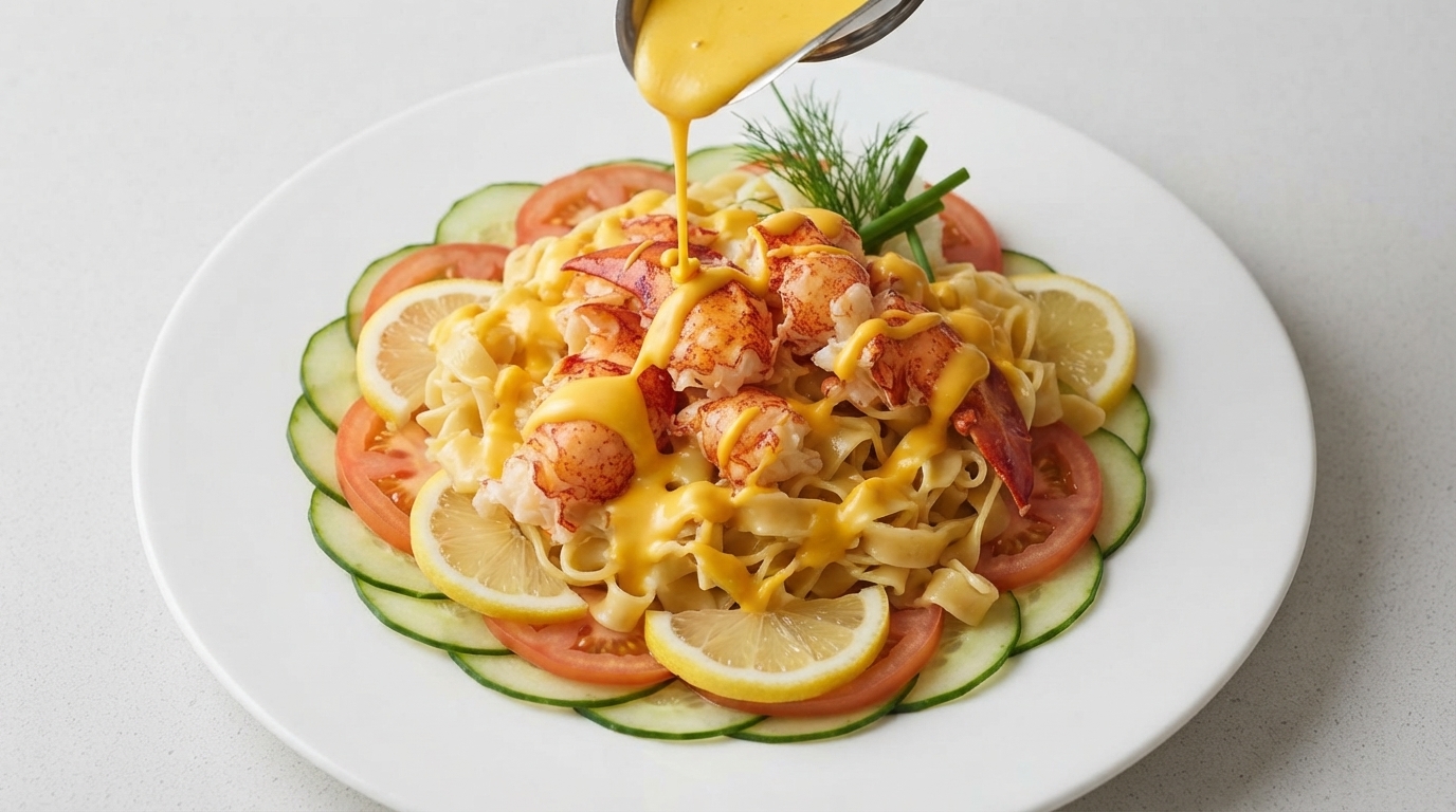 Pasta con Aragosta Croccante e Ricca Salsa al Formaggio