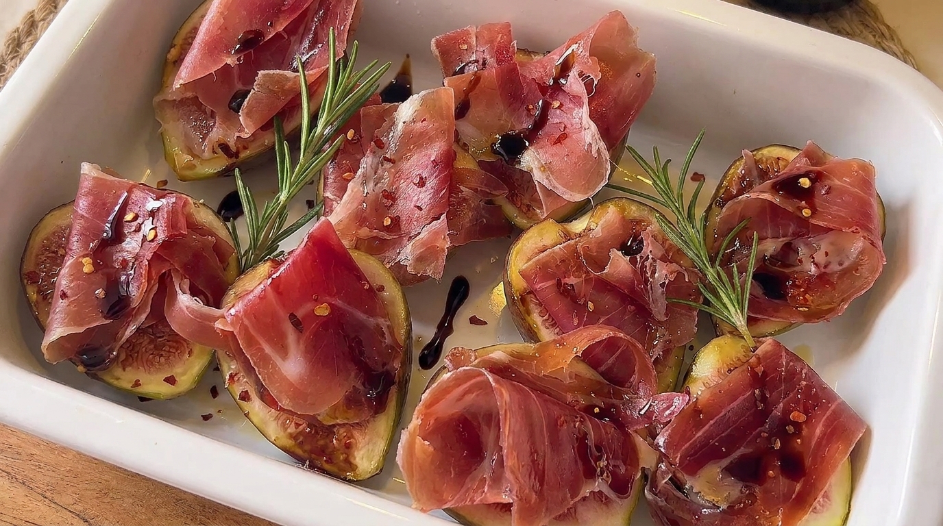 Fichi al Forno con Prosciutto, Formaggio e Glassa di Balsamico