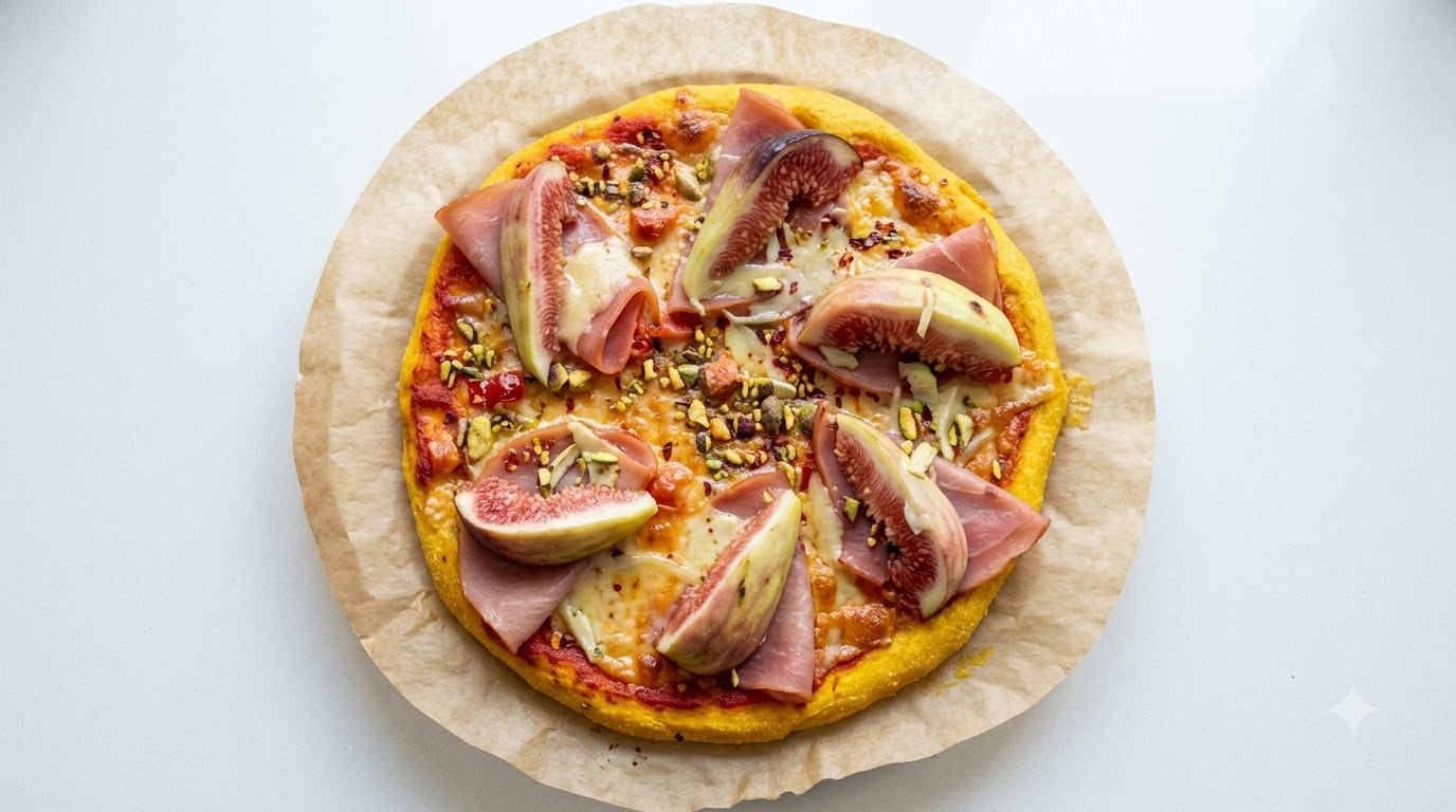 Pizza primaverile di fichi e prosciutto al microonde