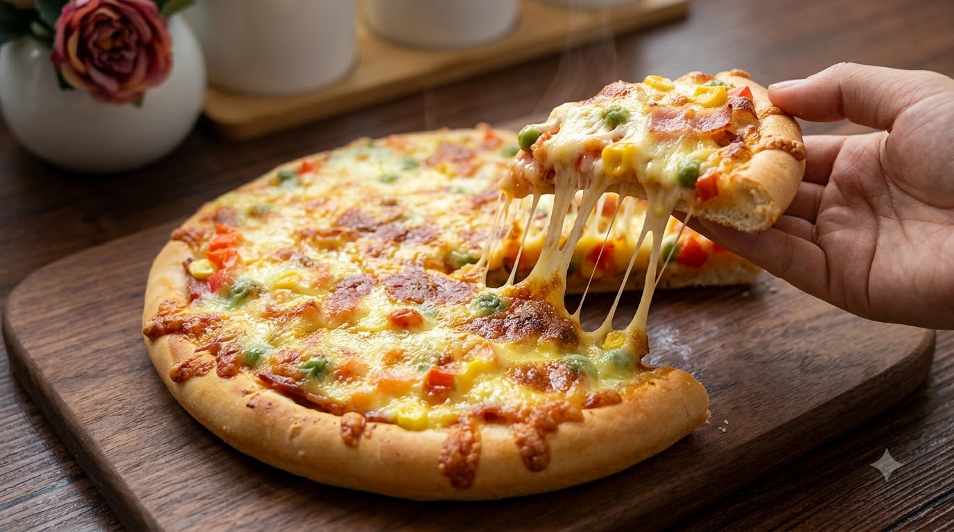 Pizza Fatta in Casa con Pancetta e Mais Dolce