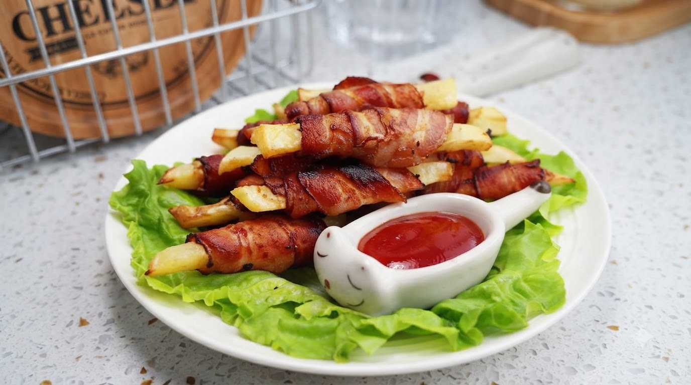 Spicchi di Patate Avvolti nel Bacon in Friggitrice ad Aria