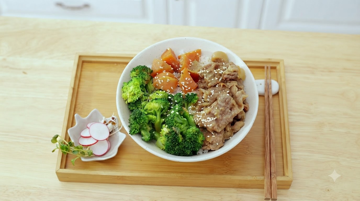 Bowl di riso con manzo e miso saporito
