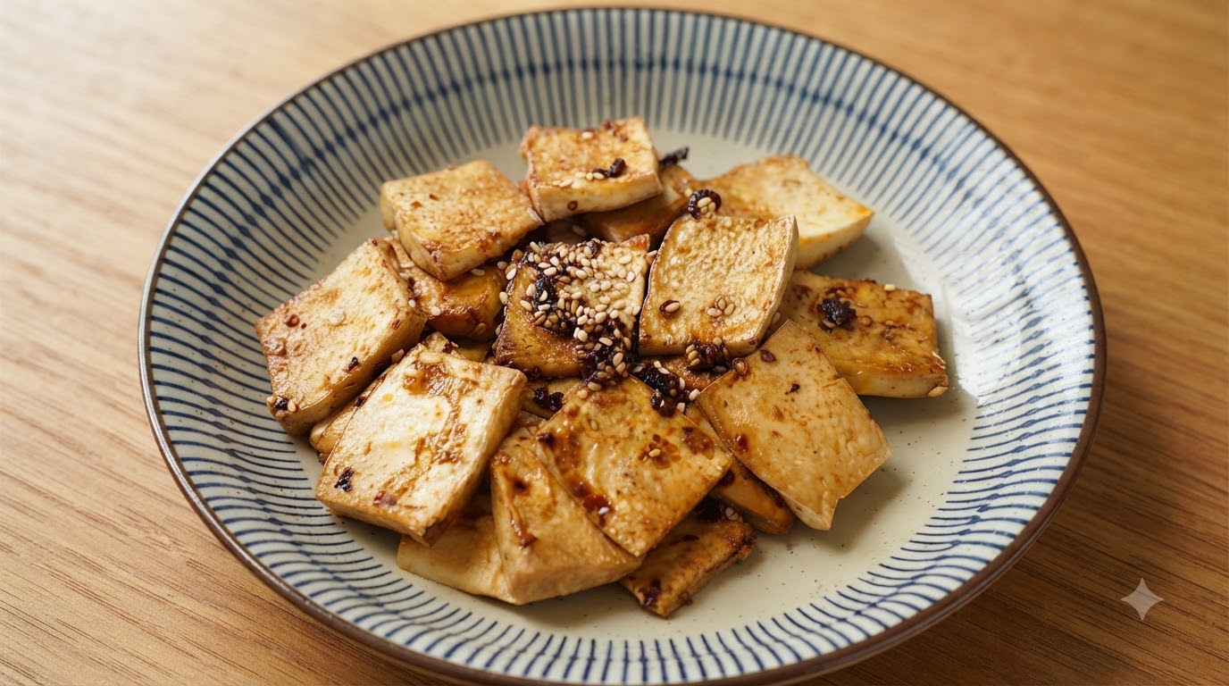 Tofu alla piastra in stile mercato notturno con friggitrice ad aria