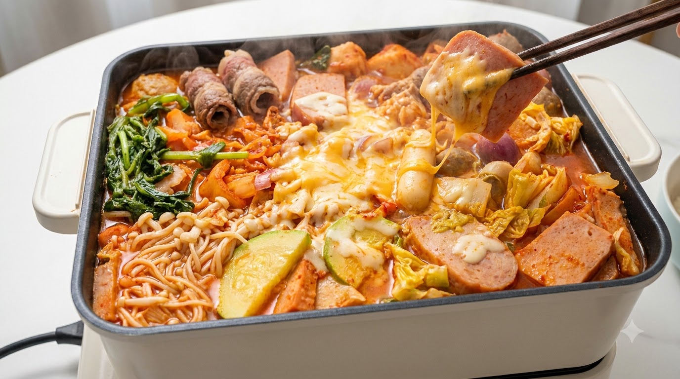 Budae Jjigae (Stufato dell'Esercito Coreano con Torte di Riso)