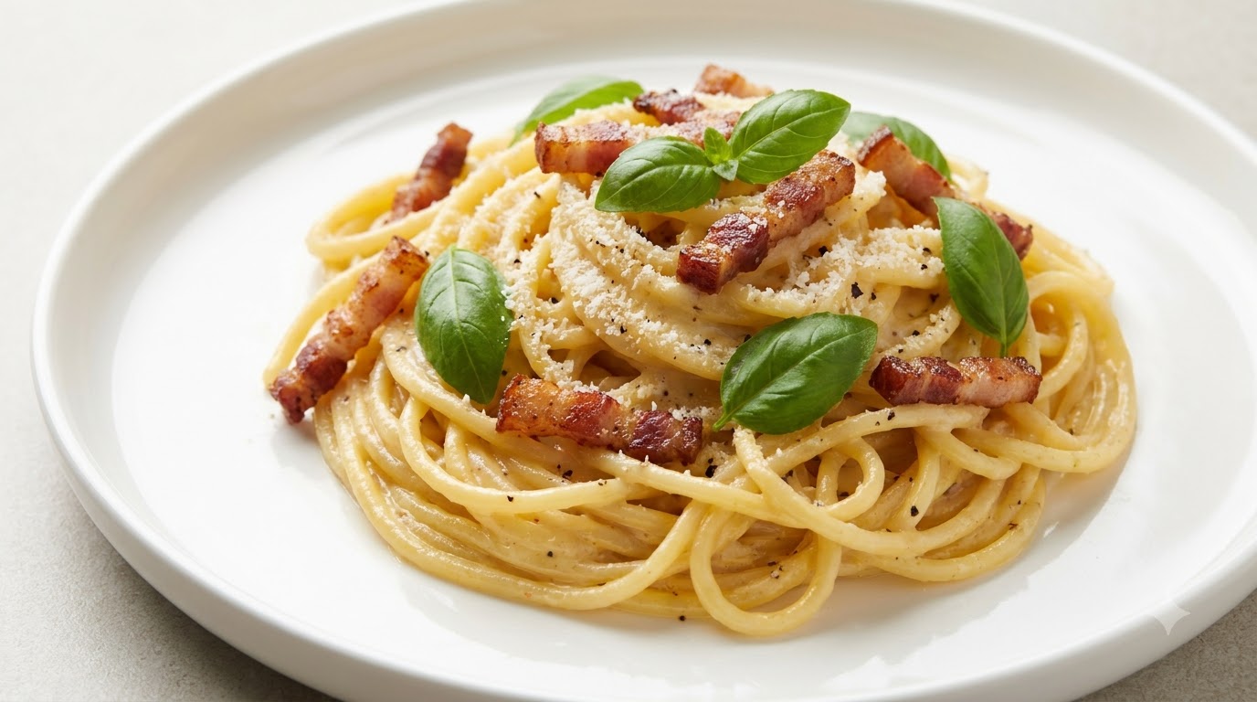 Classica Carbonara Italiana con Guanciale Stagionato