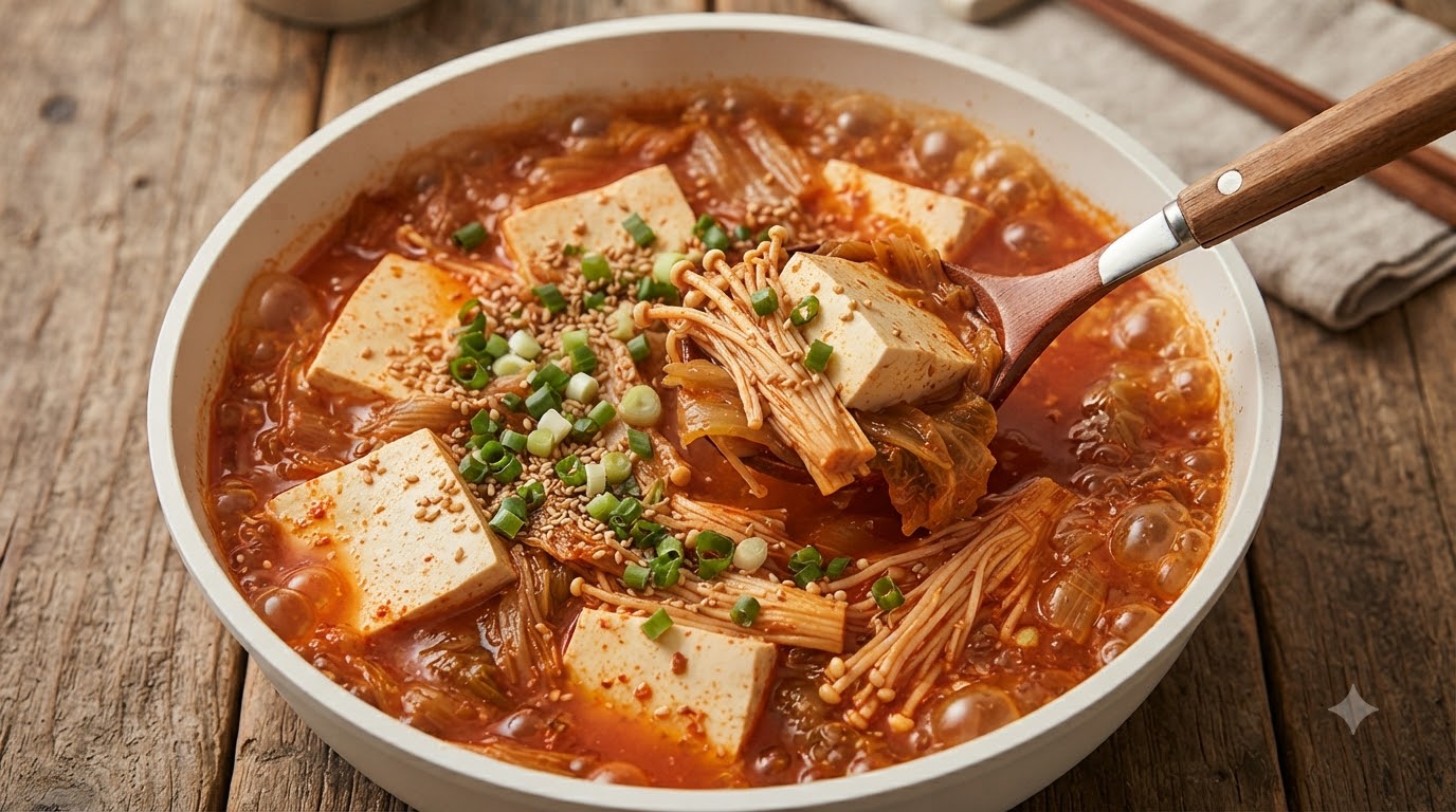 Zuppa Coreana di Kimchi e Tofu con Pollo