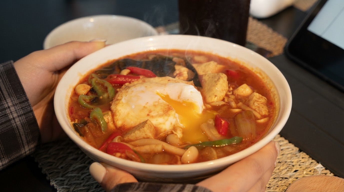Zuppa Coreana di Kimchi e Tofu con Uovo