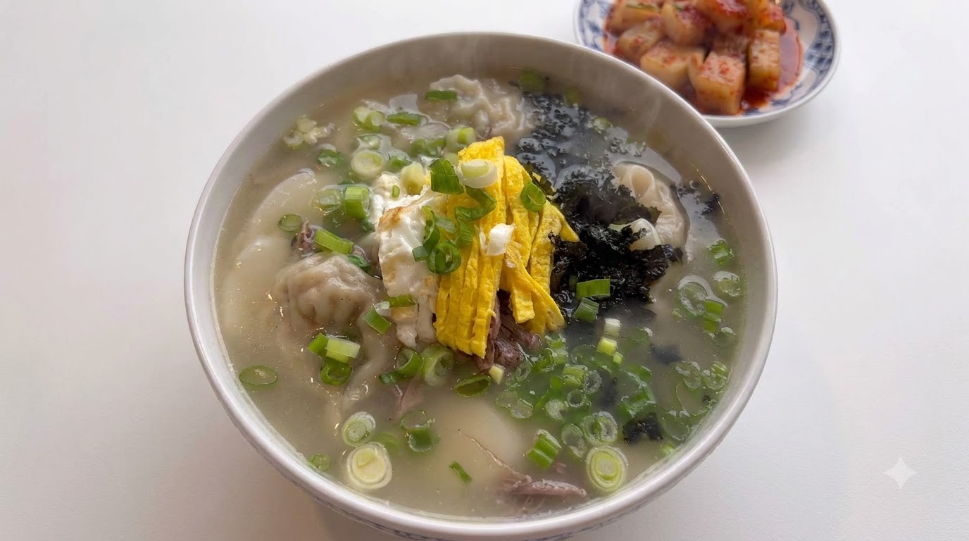 Zuppa Coreana Tradizionale di Torta di Riso (Tteokguk)
