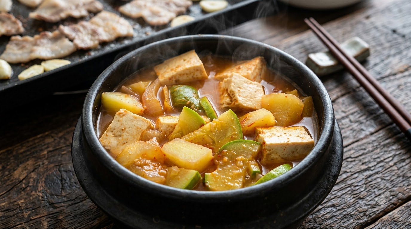 Tradizionale Doenjang Jigae Coreano (Stufato di Pasta di Soia)