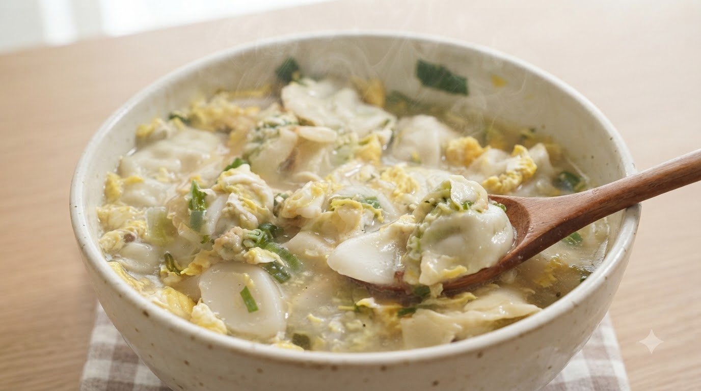 Zuppa Coreana di Gnocchi di Riso e Dumpling in 10 Minuti (Tteok-mandu-guk)